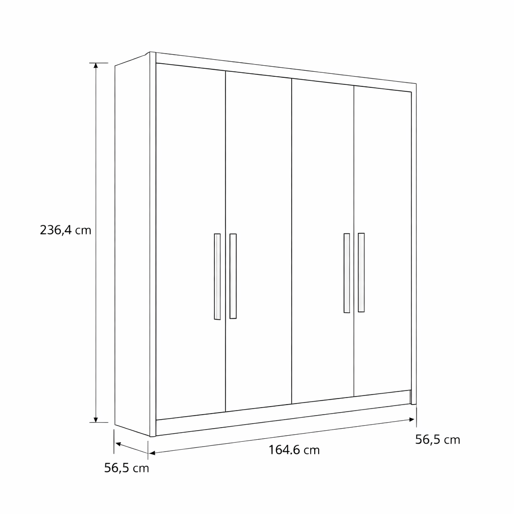 Guarda Roupa Solteiro 4 Portas 3 Gavetas MDF Moderni Plus Novo Horizonte