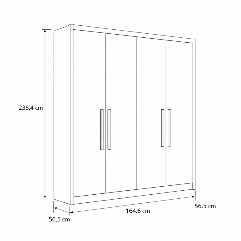 Guarda Roupa Solteiro 4 Portas 3 Gavetas MDF Moderni Plus Novo Horizonte