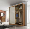 Guarda-Roupa Virtus Glass 2 Portas 3 Gavetas com Espelho e LED Novo Horizonte