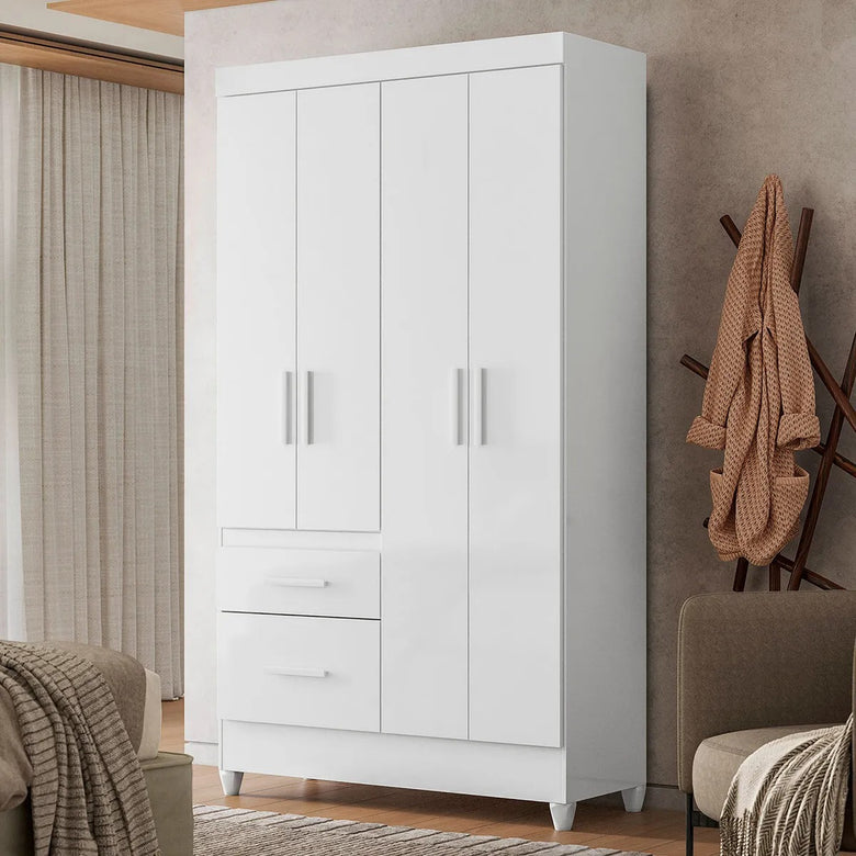 Guarda-Roupa Solteiro 4 Portas 2 Gavetas Madri Moval