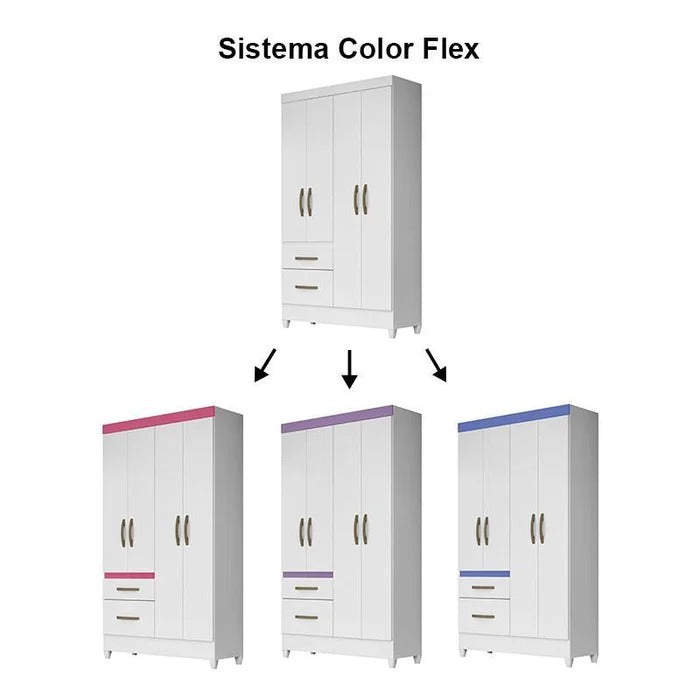 Guarda-Roupa Solteiro 4 Portas 2 Gavetas Madri Moval