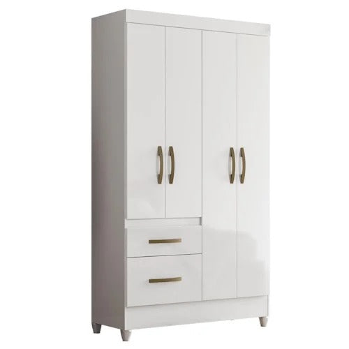 Guarda-Roupa Solteiro 4 Portas 2 Gavetas Madri Moval - BRANCO/ROSA/AZUL/LILAS