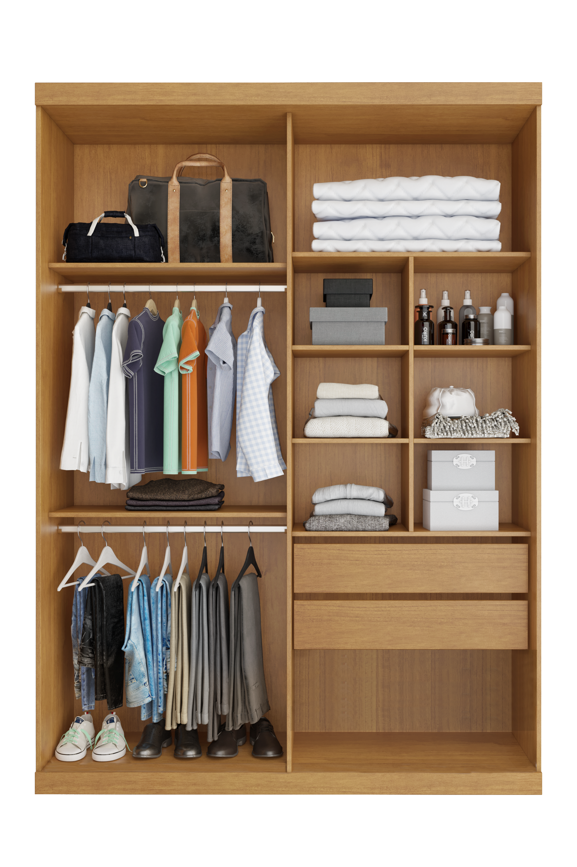 Guarda-Roupa 2 Portas Solteiro Búzios Bianchi com Espelho