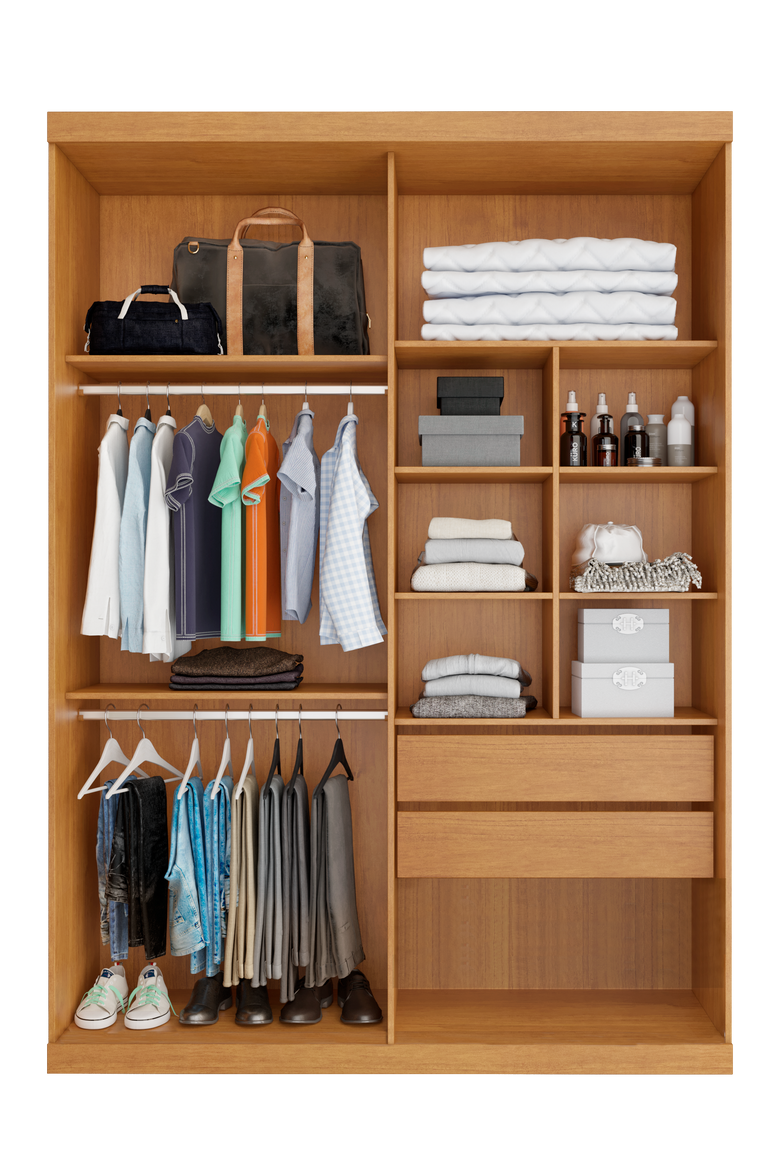 Guarda-Roupa 2 Portas Solteiro Búzios Bianchi com Espelho