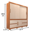 Guarda-Roupa Solteiro Optimus 1,9 3 Portas 4 Gavetas Caemmun com Espelho