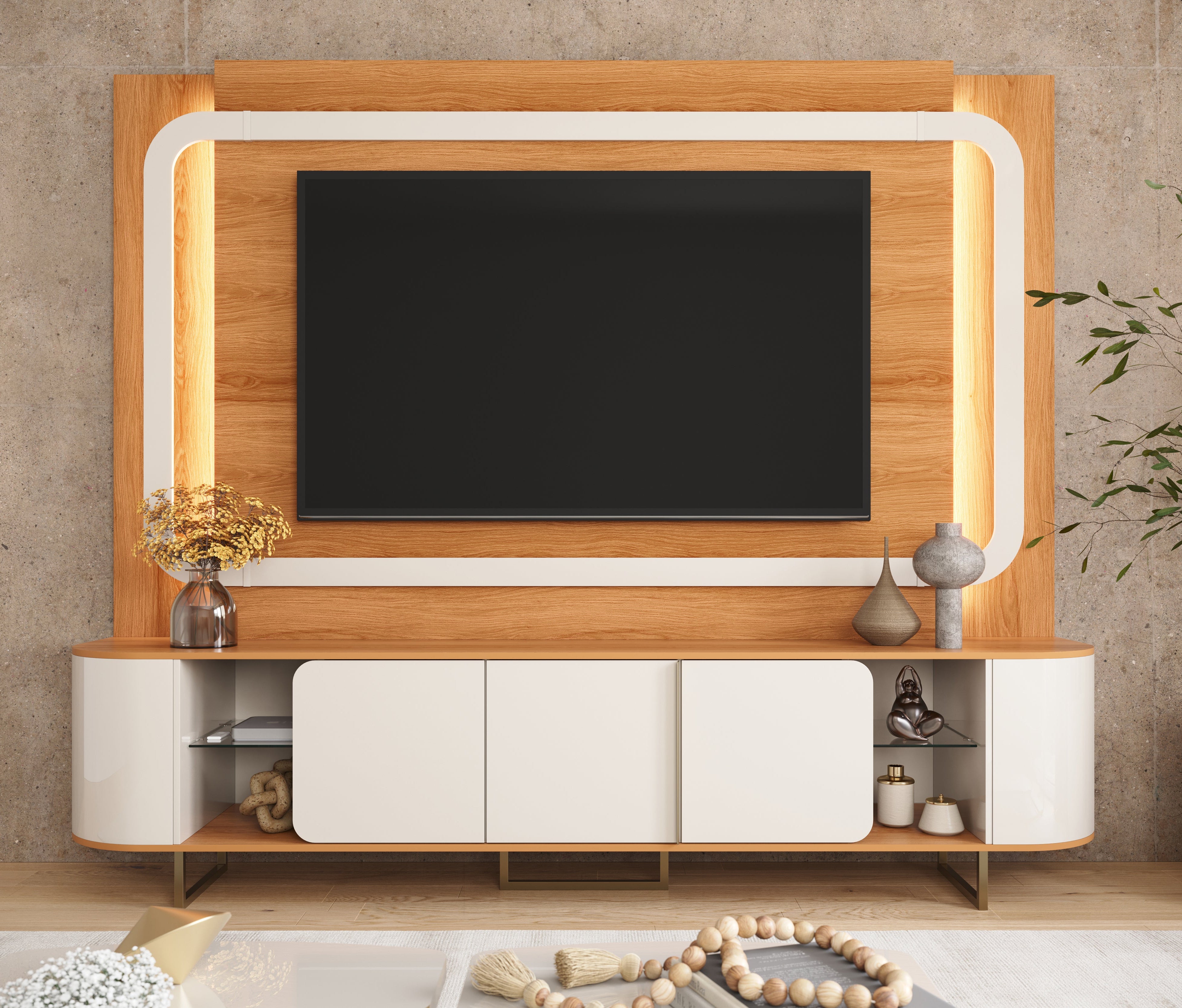 Home 2.4 Atlanta Lukaliam para TV até 65 Polegadas com Nichos e LED - JEQUITIBA/OFF