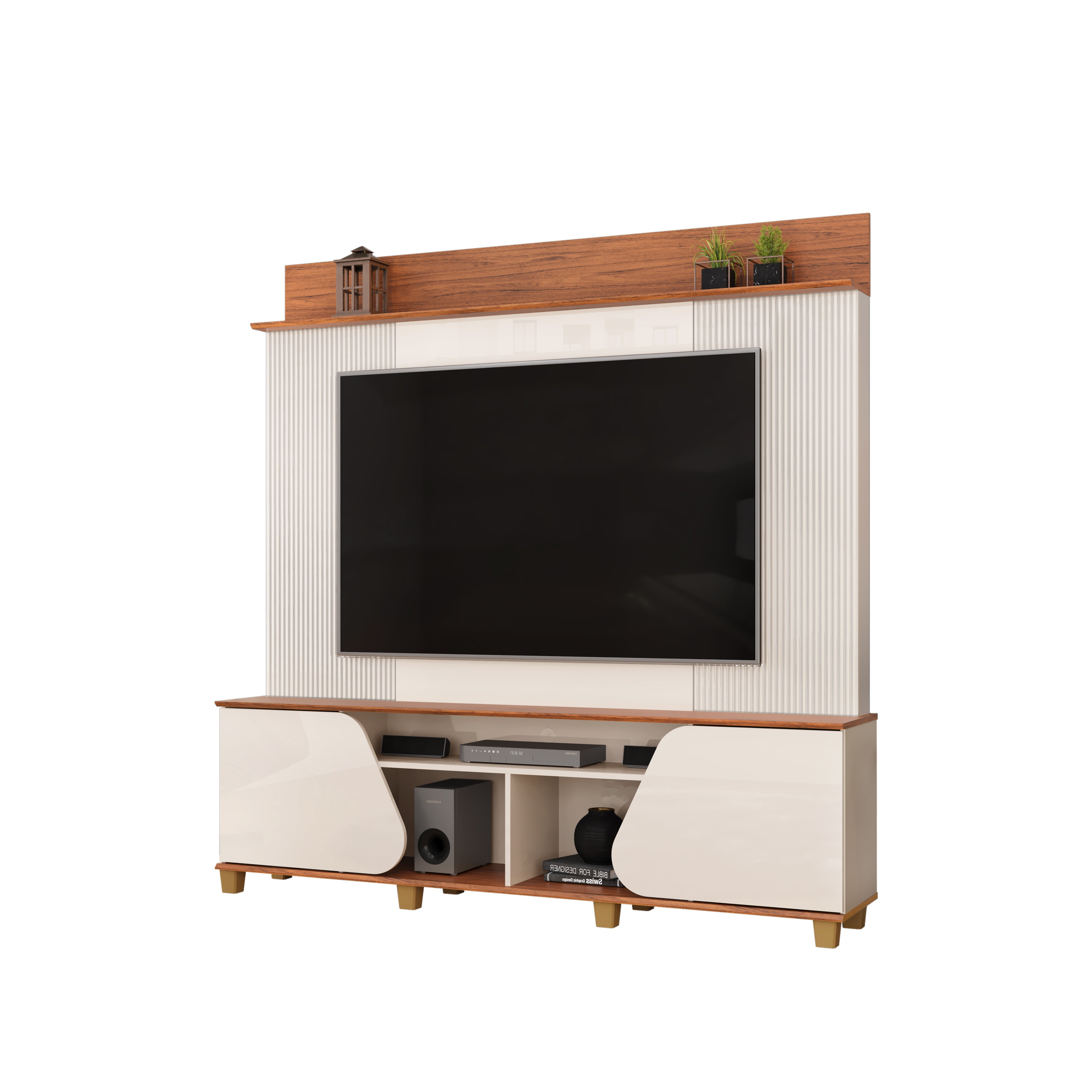 Home para TVs de até 70" Polegadas 180cm Chanfrado Henry Dj Móveis - OFF WHITE/FRJ