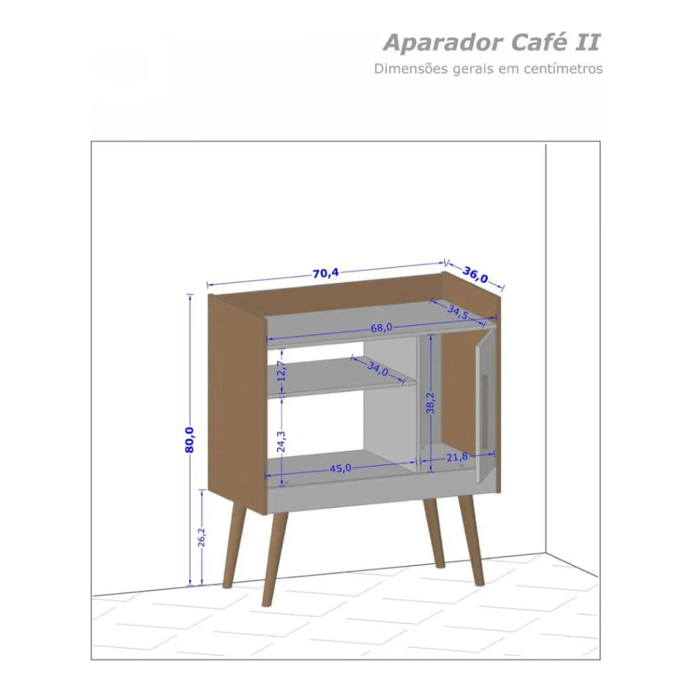 Aparador Balcão Buffet Retrô Café ll - Cinamomo/Off White - BecharaAparador Balcão Buffet Retrô Café ll - Cinamomo/Off W