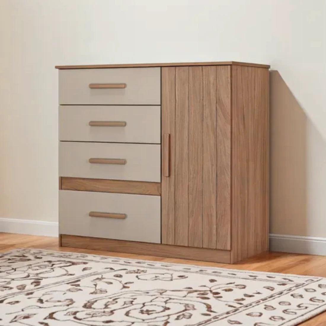 Cômoda  Com 4 Gavetas 1 Porta  Vênus Moval - Amadeirado