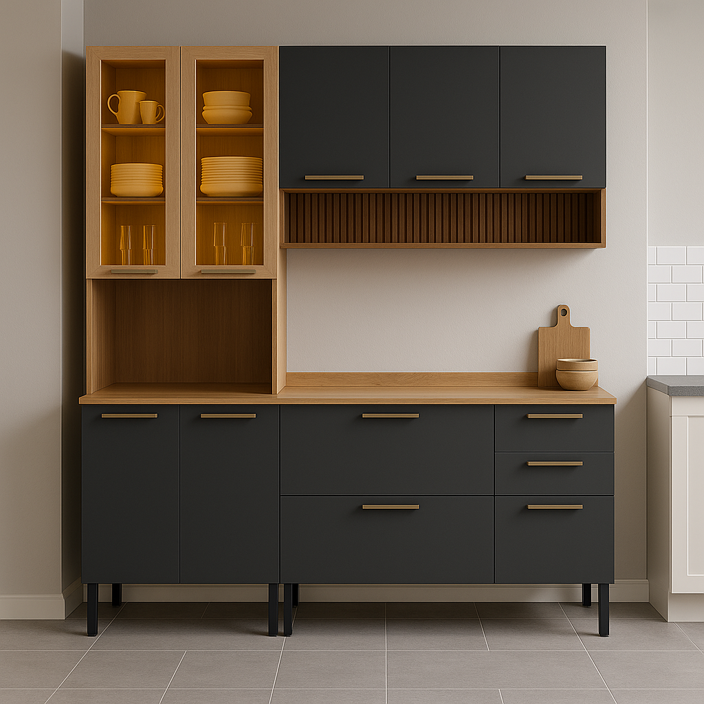Cozinha Modulada 3 Peças 10 Portas 2 Gavetas Avelã Telasul