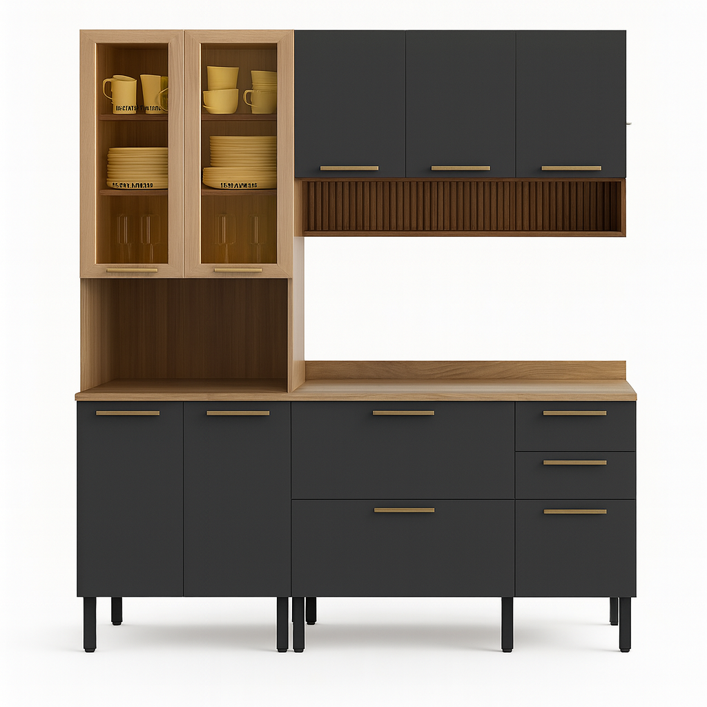 Cozinha Modulada 3 Peças 10 Portas 2 Gavetas Avelã Telasul