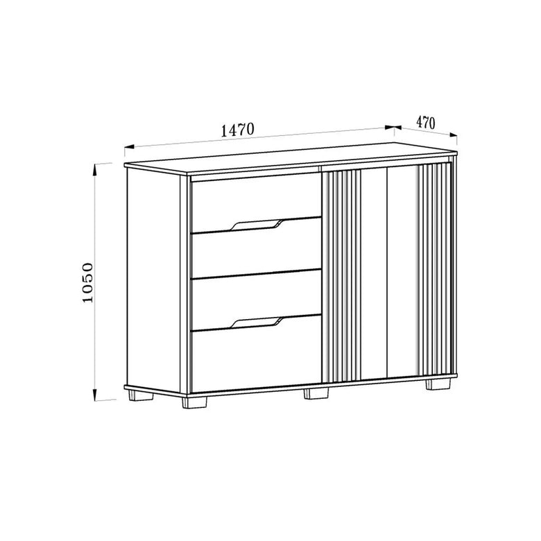 Cômoda com Sapateira Texas 4 Gavetas e 2 Portas Branco - Moval