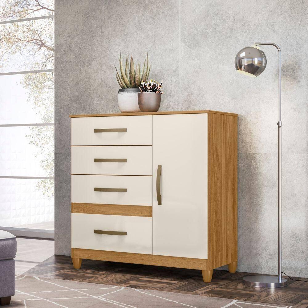 Cômoda  Com 4 Gavetas 1 Porta  Vênus Moval