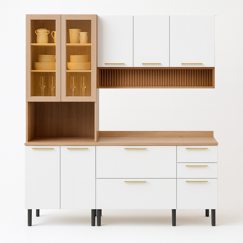 Cozinha Modulada 3 Peças 10 Portas 2 Gavetas Avelã Telasul