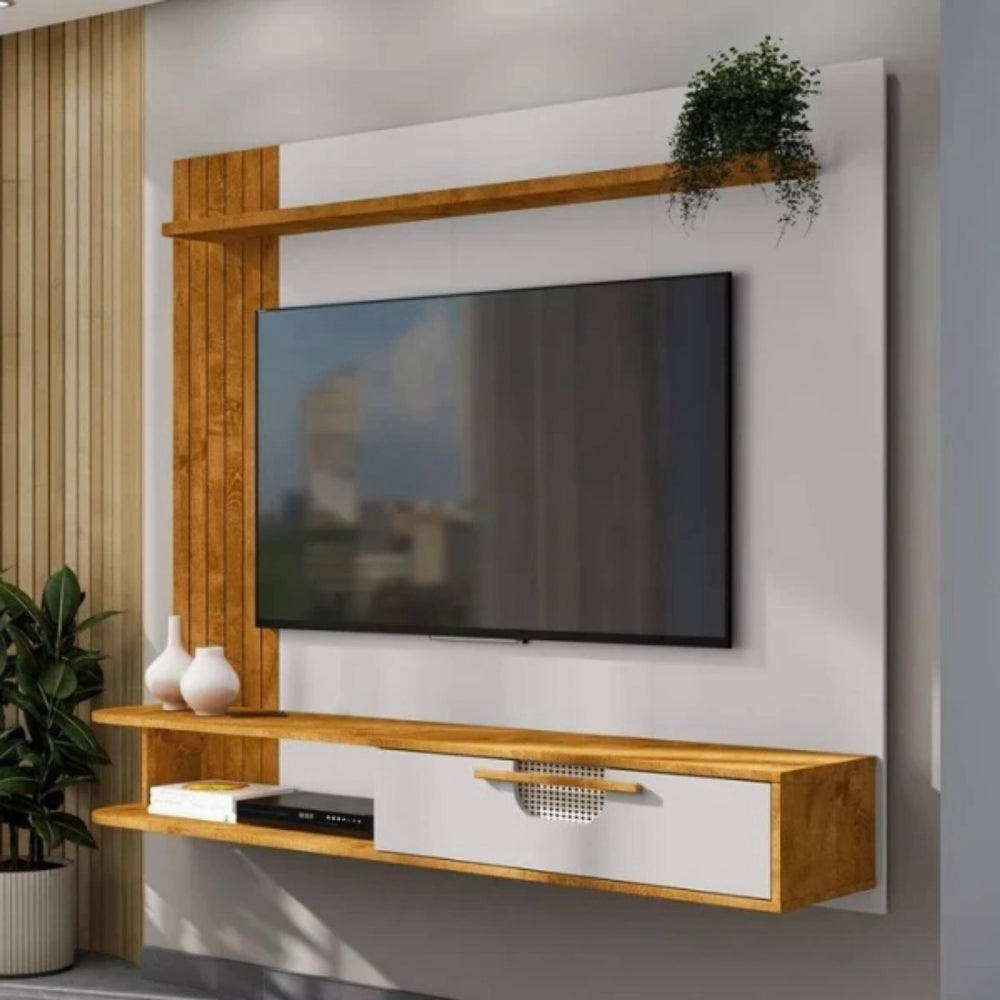 Painel para Tv até 65 Polegadas Jeri 1 Porta Naturalle/Off White - Móveis Bechara