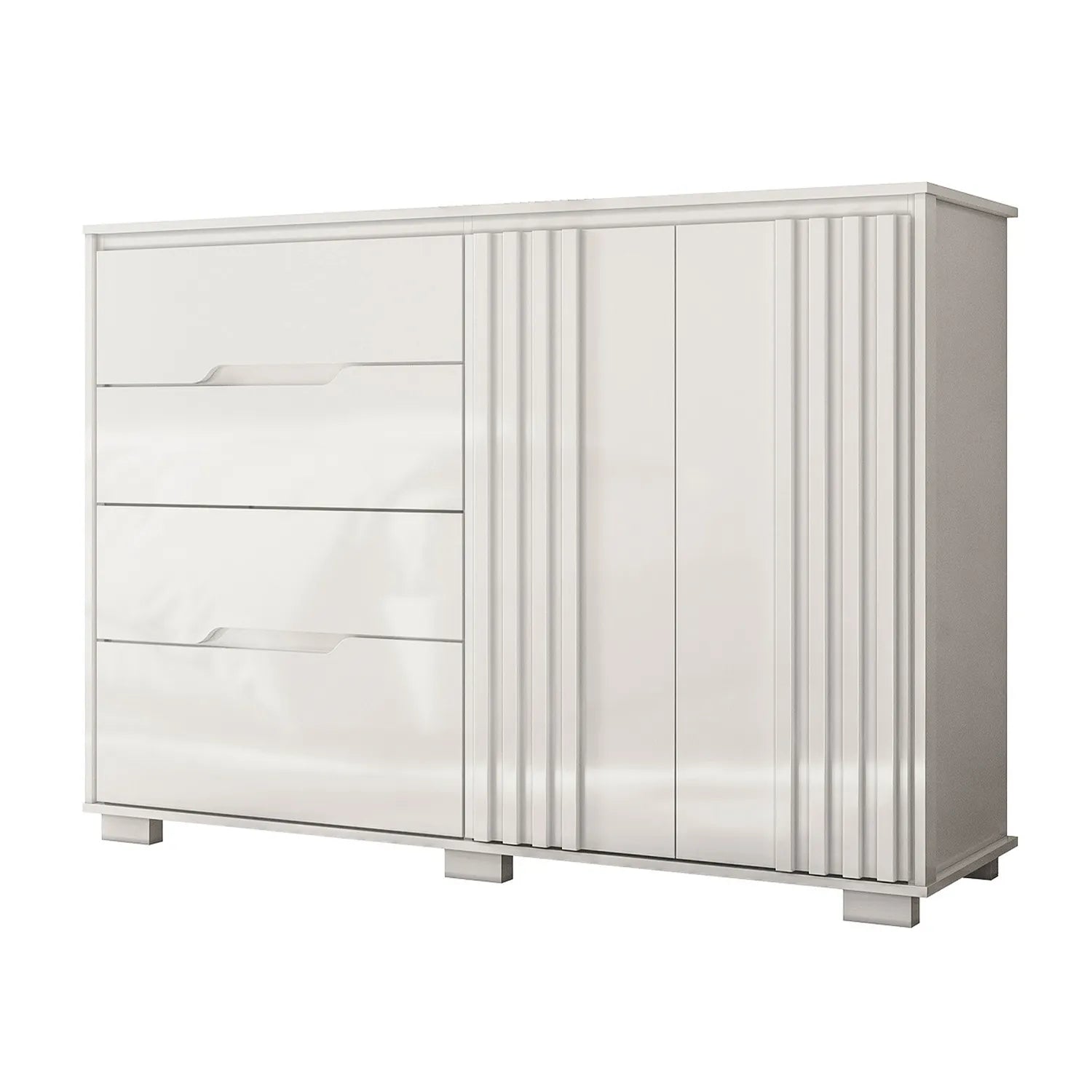 Cômoda com Sapateira Texas 4 Gavetas e 2 Portas Branco - Moval - Branco