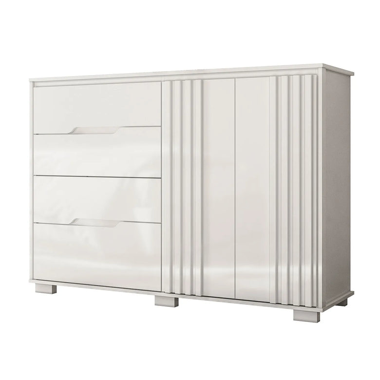 Cômoda com Sapateira Texas 4 Gavetas e 2 Portas Branco - Moval