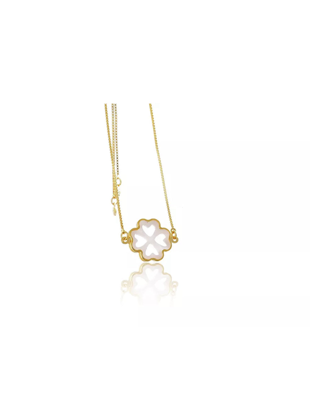 Pulseira Ajustável com Trevo de Quatro Folhas de Madrepérola