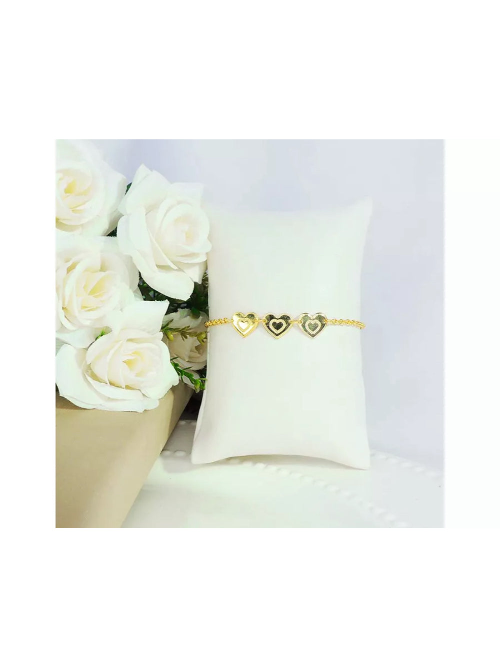 Pulseira com Chapa de Coração Folheado em Ouro 18k
