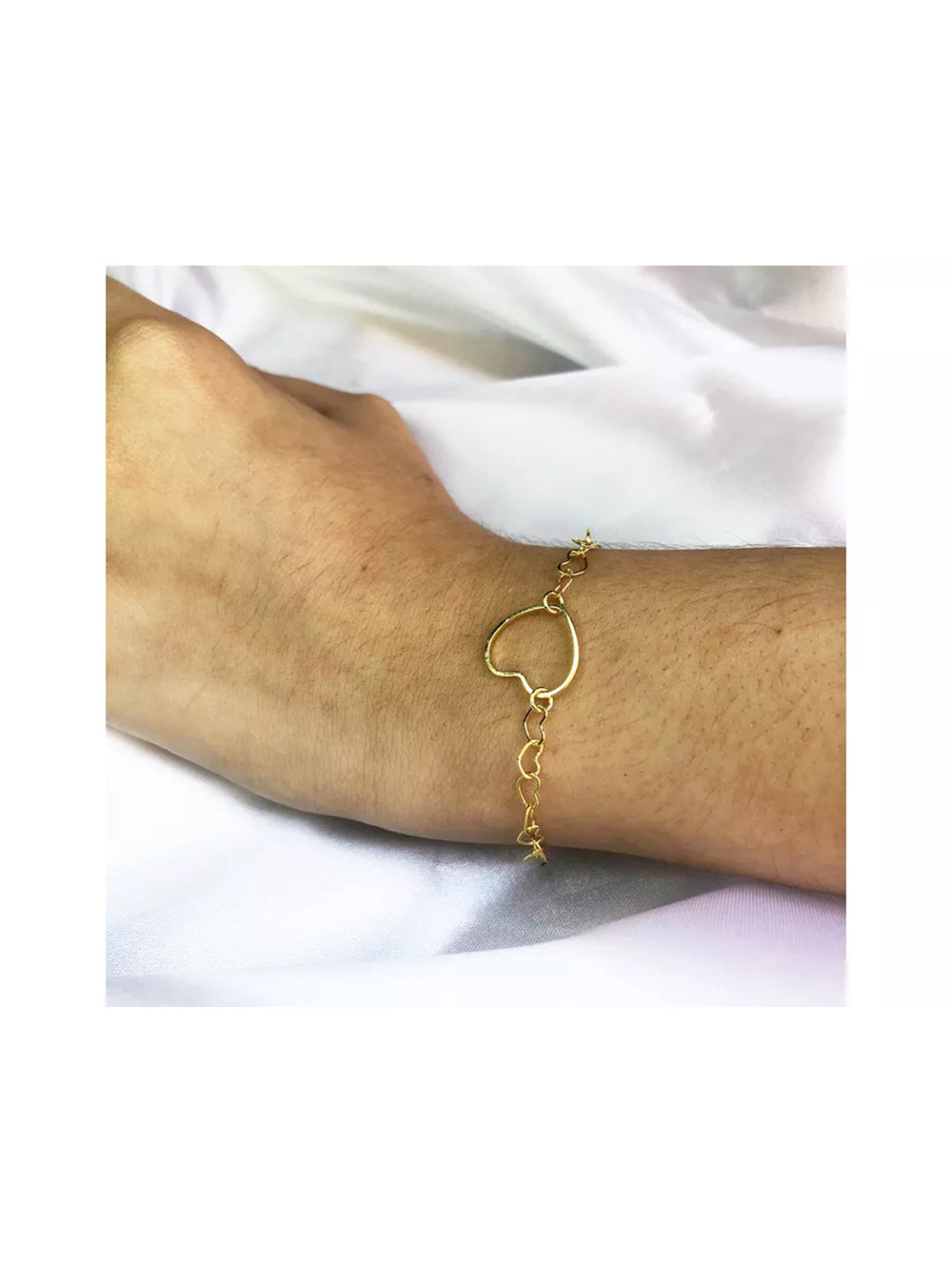 Pulseira de Corrente de Corações Folheado em Ouro 18k