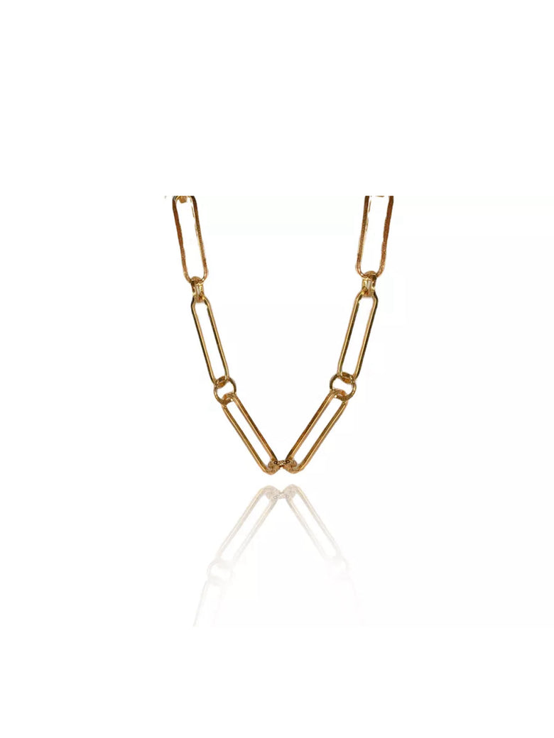 Pulseira de Elos Intercalados Com Circulo Folheado em Ouro 18k