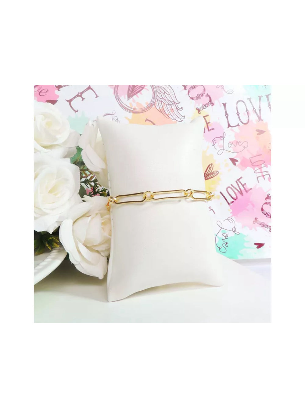Pulseira de Elos Intercalados Com Circulo Folheado em Ouro 18k