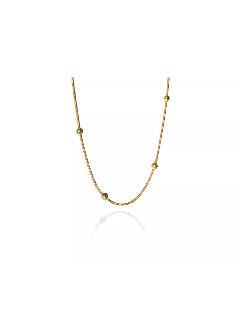 Pulseira Corrente Lisa com Bolinhas Folheado em Ouro 18k