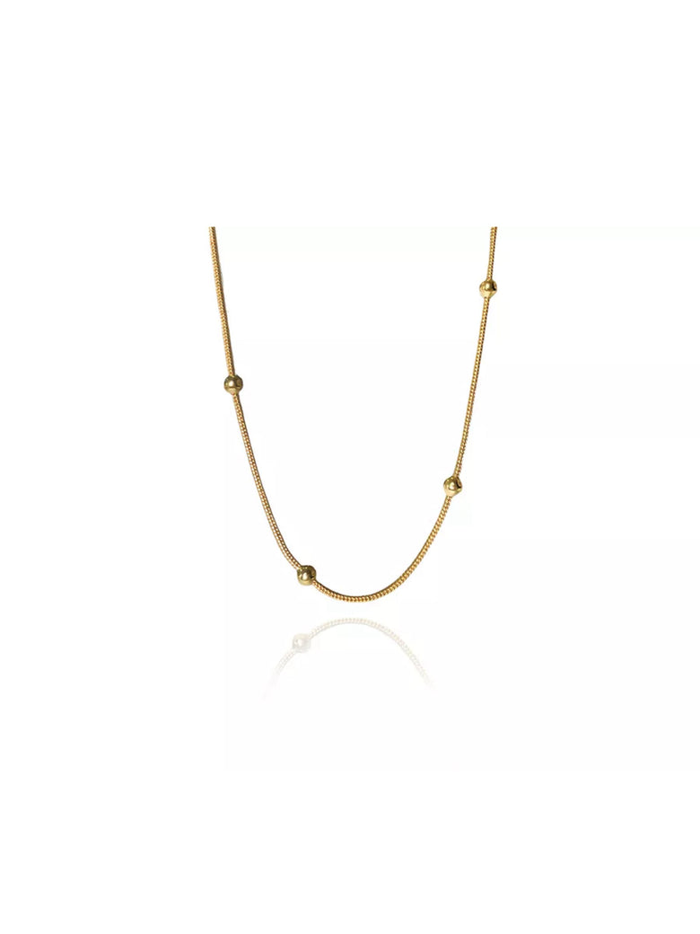 Pulseira Corrente Lisa com Bolinhas Folheado em Ouro 18k