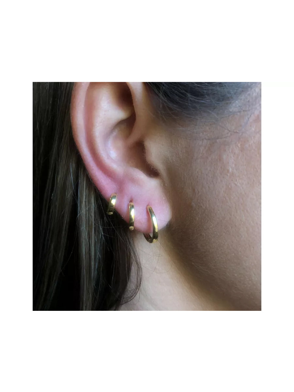 Trio de Brinco Liso Folheado em Ouro 18K