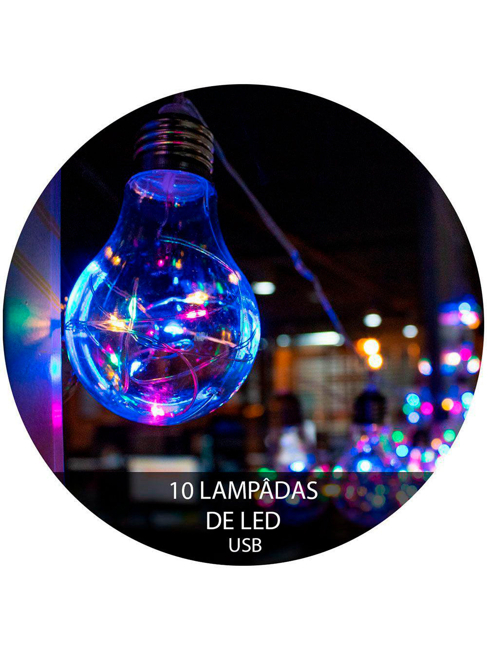 Fio De Fada Com 10 Lampadas De Led Pisca USB e Pilha Cores:Colorido