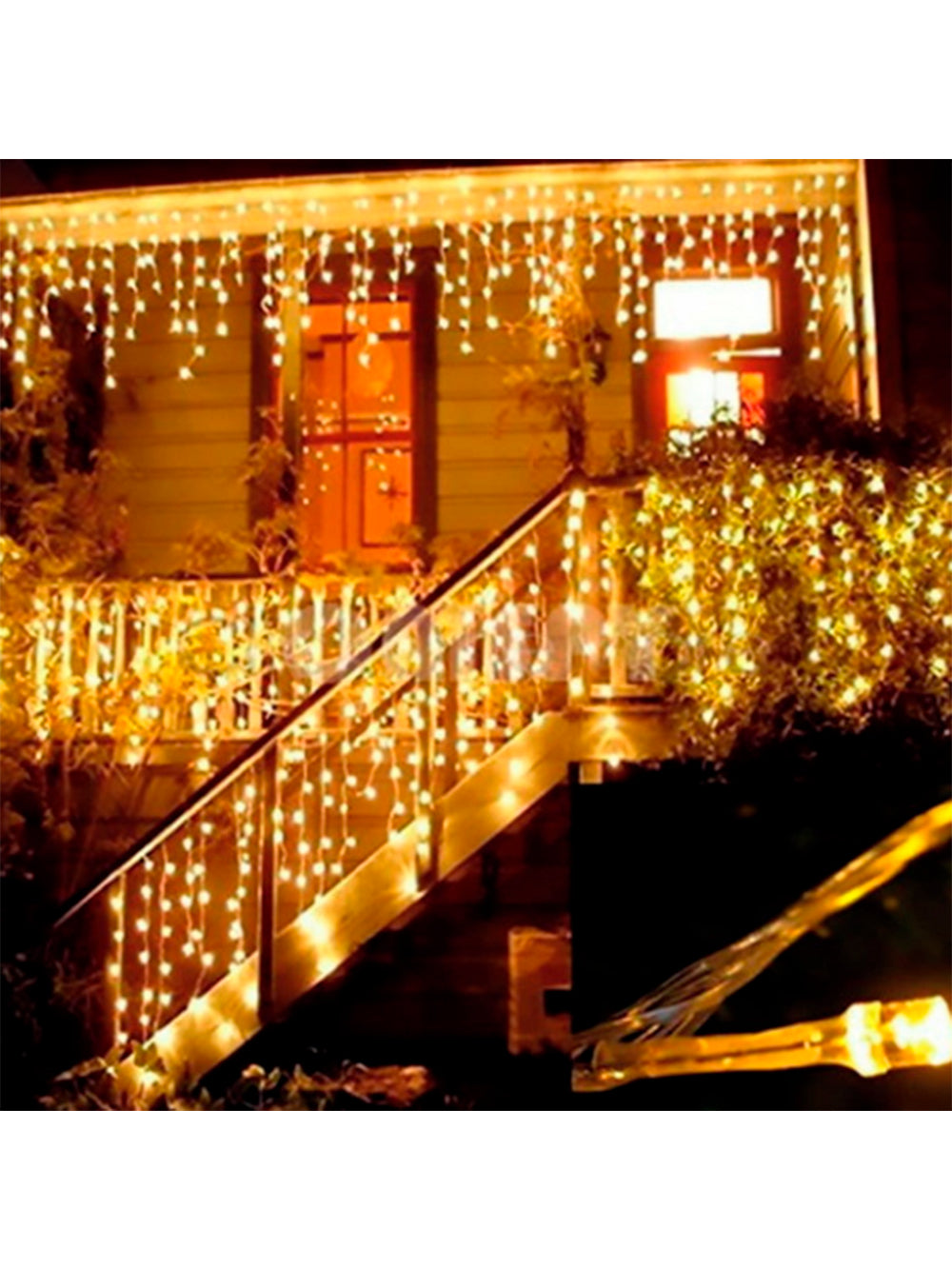 3,5 Metros Cascata Com 160 Lampadas Led Pisca Natal Cor:Branco Quente