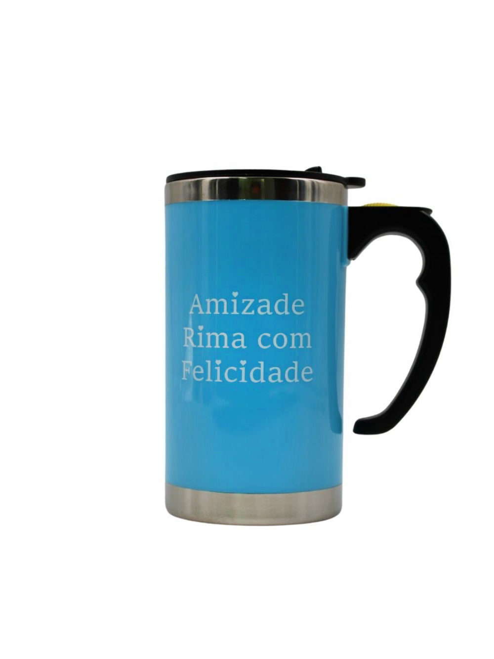 Caneca Mixer Misturadora Inox 450 ml Com Tampa A Pilha Cor:Azul