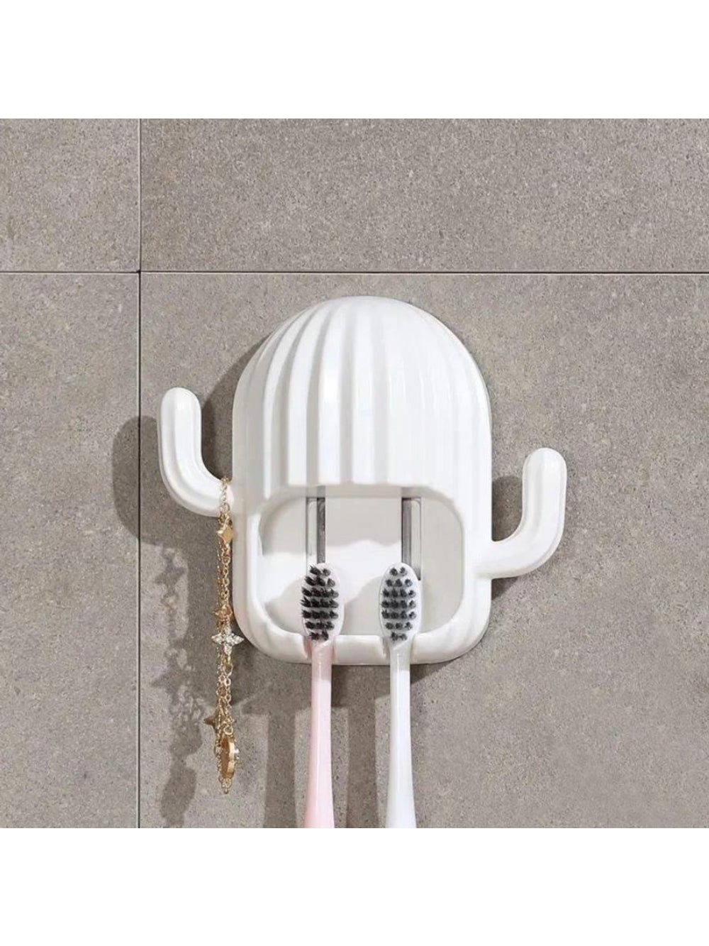 Porta Escova De Dente De Parede Cacto Cor:Branco