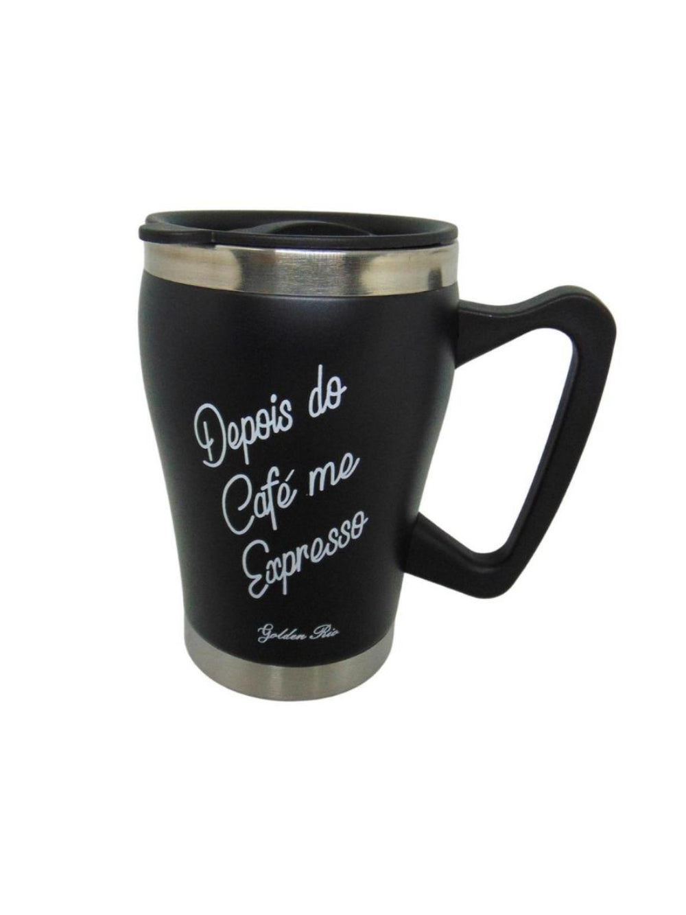 Caneca Termica Com Frases Cafe Aço Inox 320ml Dourado Cor:Preta