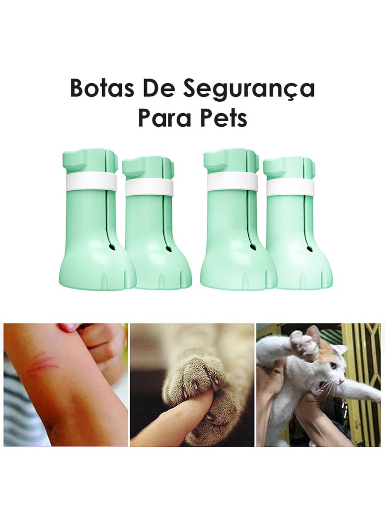 Sapatos Para Pet Bota Silicone Gato Anti Arranhão Ajustavel