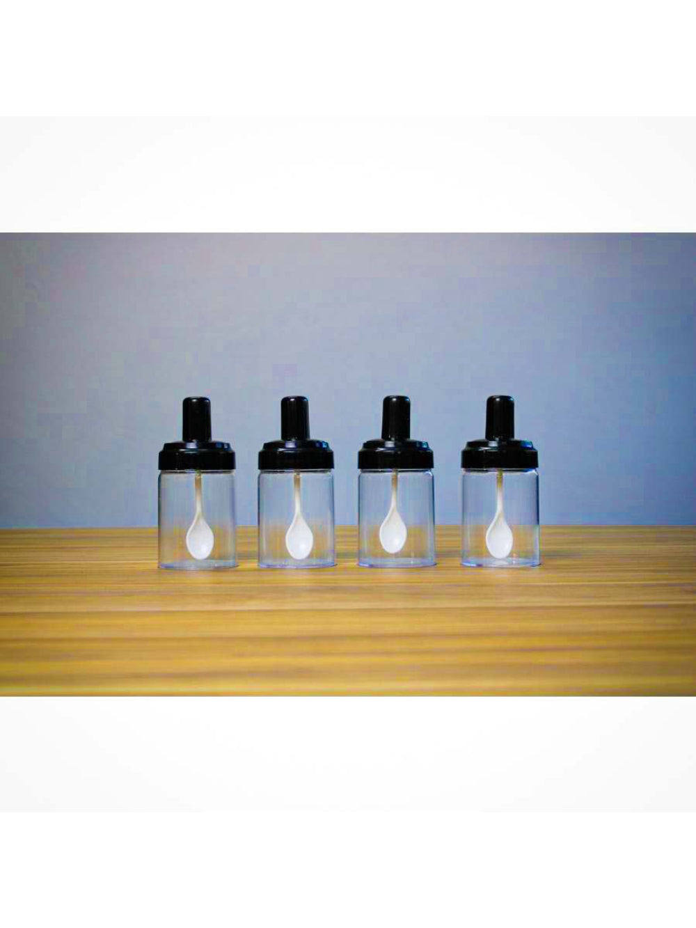 Porta Temperos Condimentos Com Colher Tampa Prateleira Cozinha Suporte Mesa E Parede