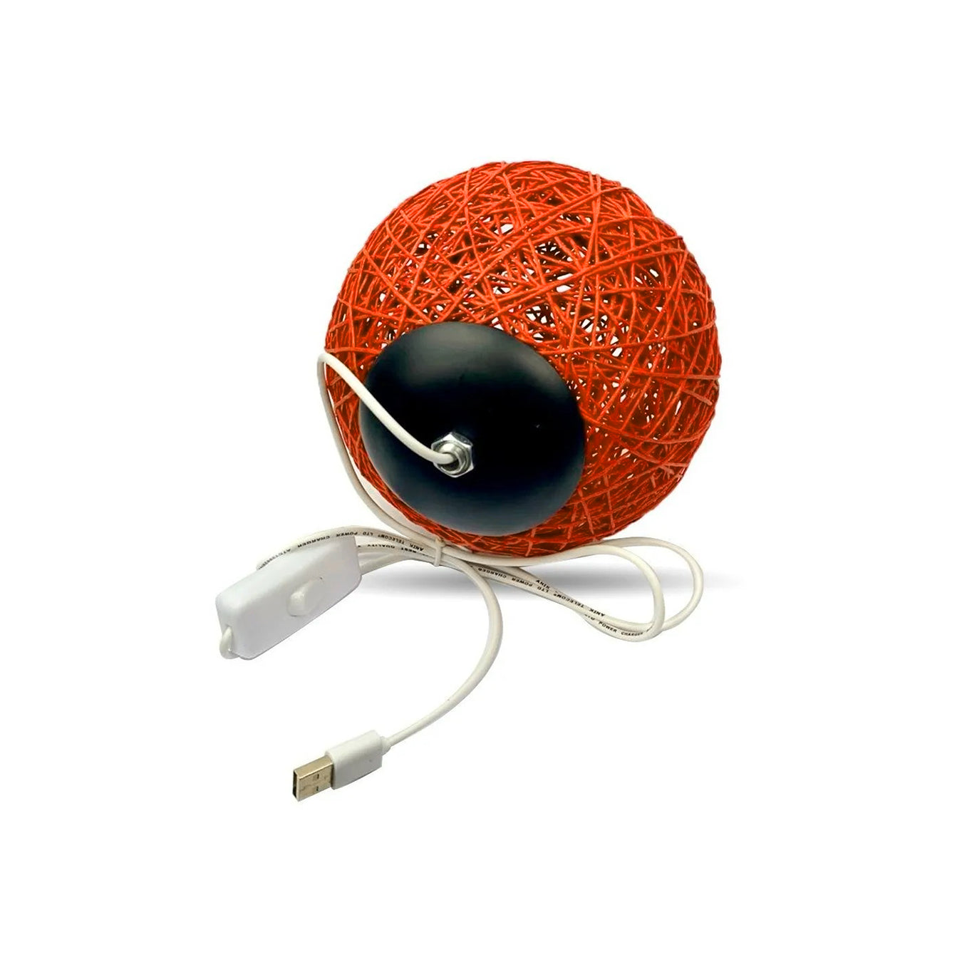 Luminaria Bola De Barbante Abajur Branco USB Luz Led Colorido Decoração Casa Cor:Laranja