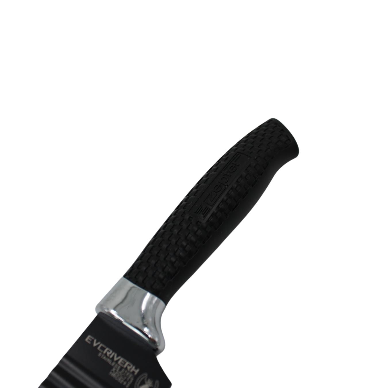 Jogo de Facas  6 Peças Aço Inox  Com Descascador Preto