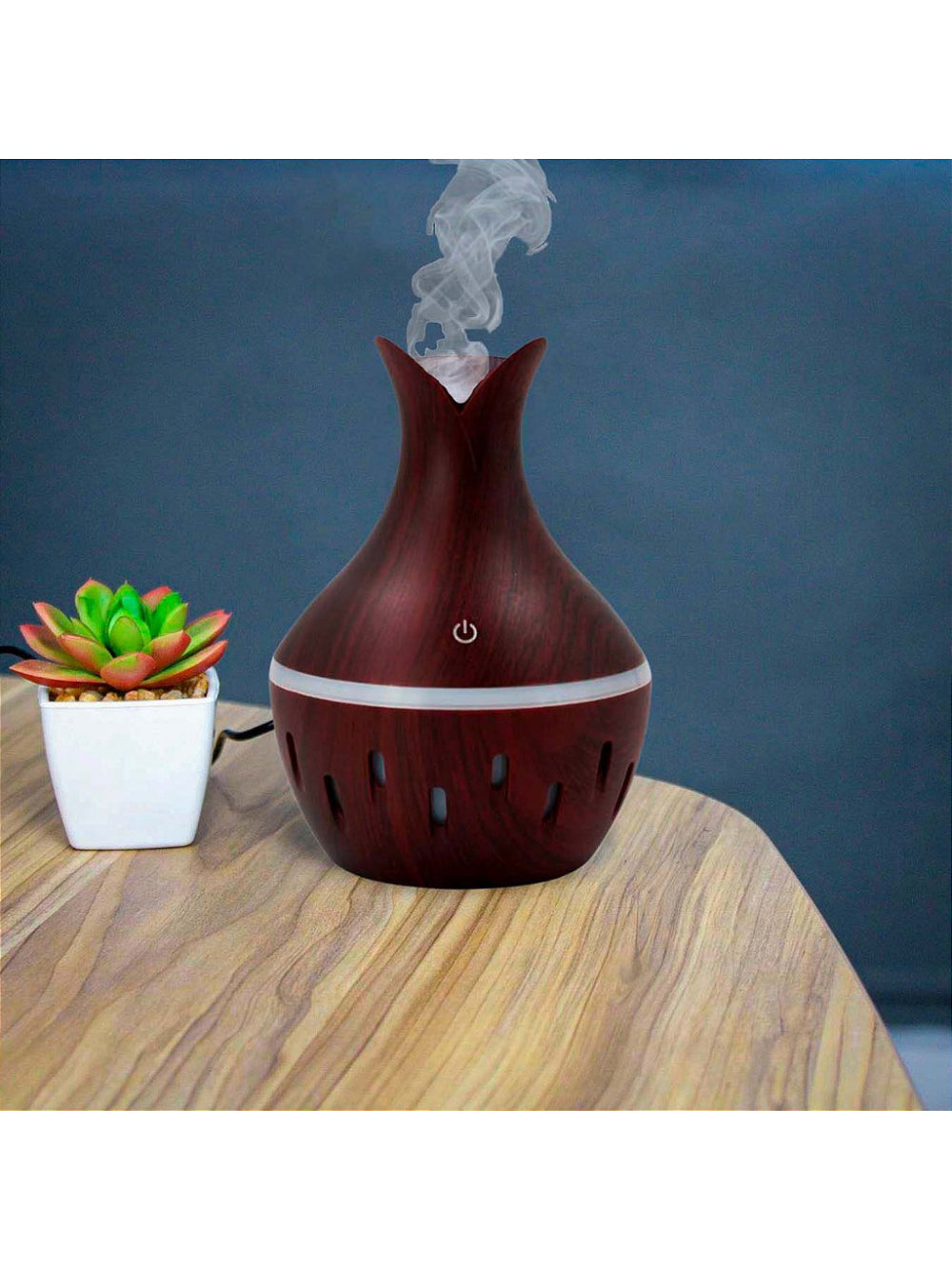 Purificador De Ar Umidificador De Ambiente Difusor USB Com Luzes Led Colorido Vaso Rajado