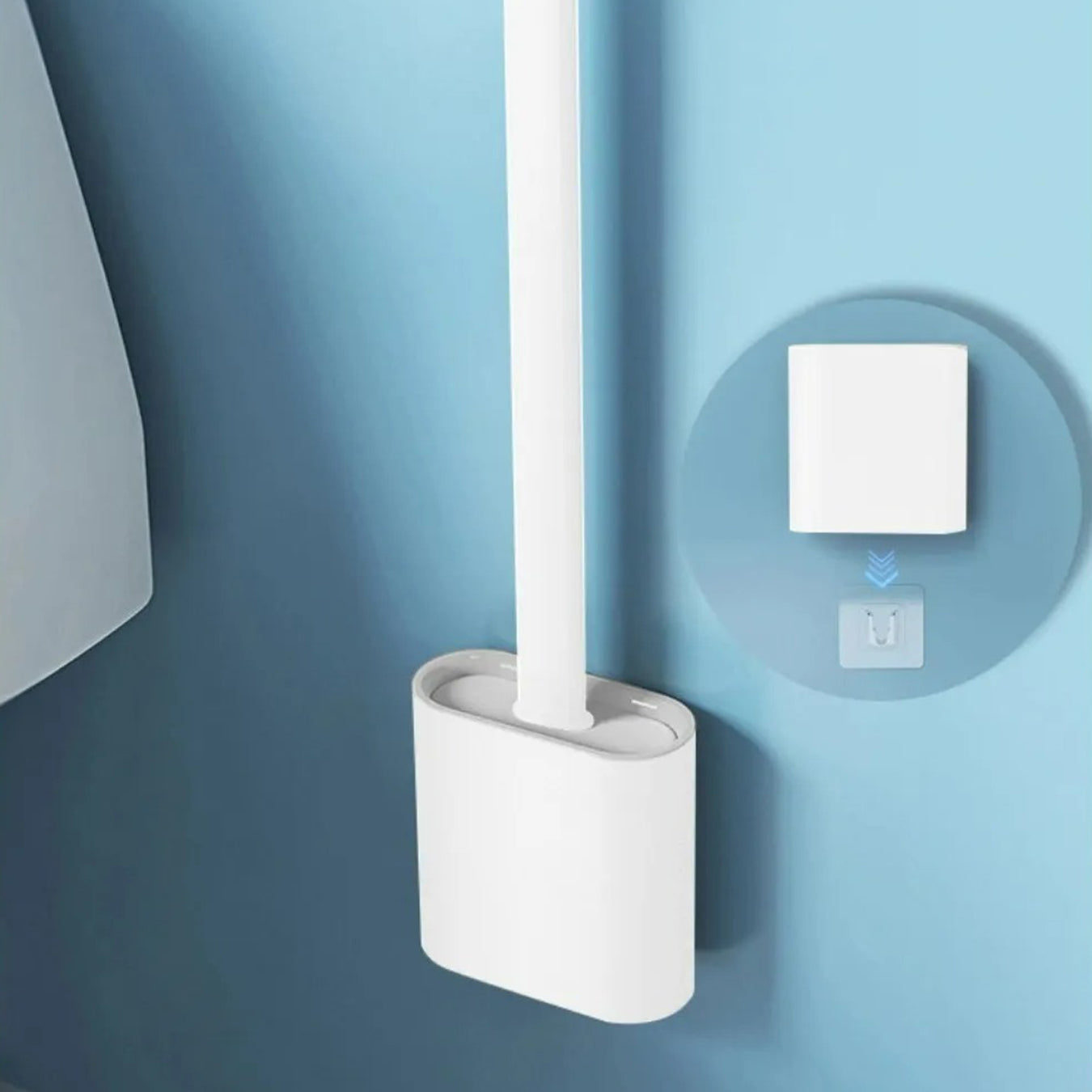 Limpador Vaso Sanitario Em Silicone Escovinha De Banheiro Com Suporte Cor:Branco