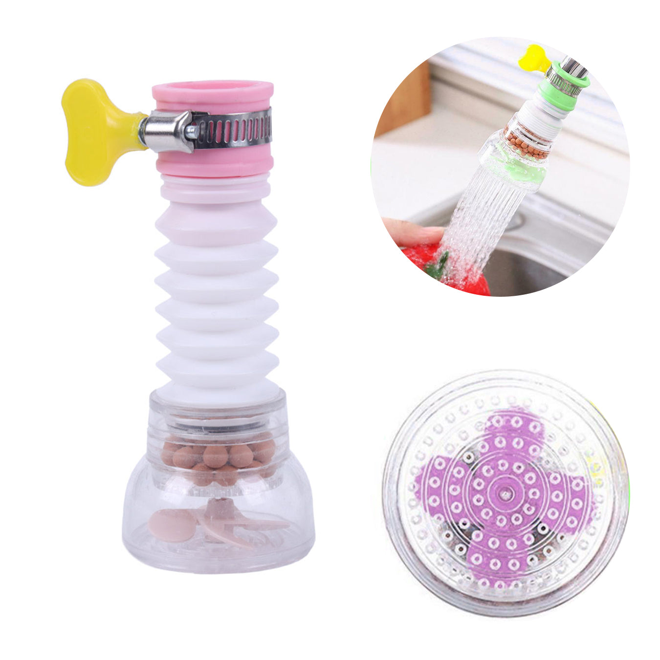 Bico Para Torneira Arejador Chuveirinho Com Filtro Cozinha Cor:Rosa