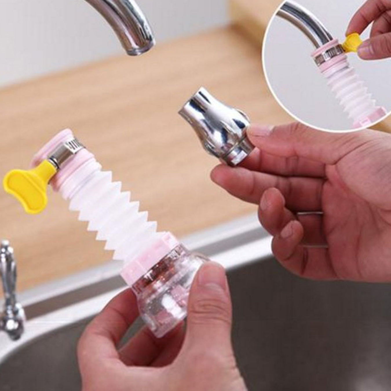 Bico Para Torneira Arejador Chuveirinho Com Filtro Cozinha Cor:Rosa