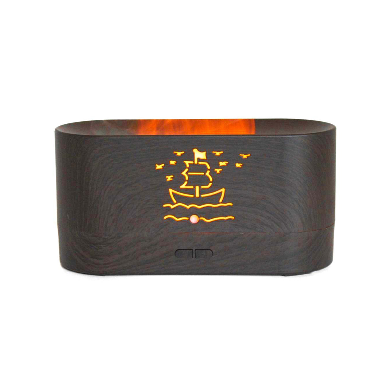 Difusor Aromatizador Umidificador De Ar Oleos Essenciais Fogueira Cor:Mogno