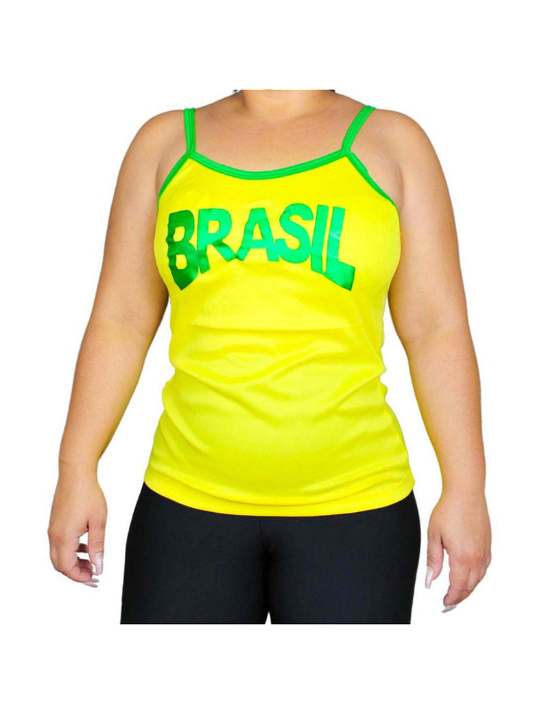 Camisa Regata Feminina Brasil Bandeira Copa do Mundo Futebol