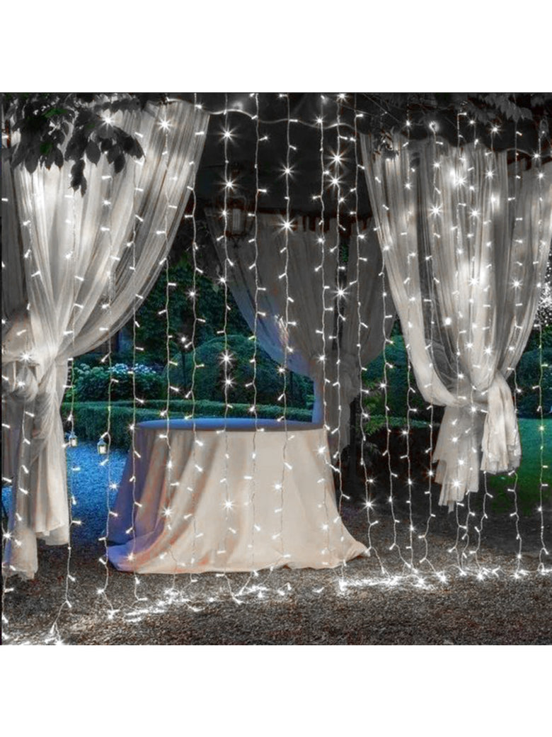 Pisca de LED Cortina 320L 3x3M 8 Modos 110v Decoração Natal Cores:Branco Quente
