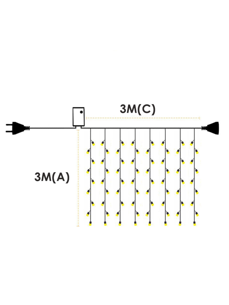 Pisca de LED Cortina 320L 3x3M 8 Modos 110v Decoração Natal Cores:Branco Quente