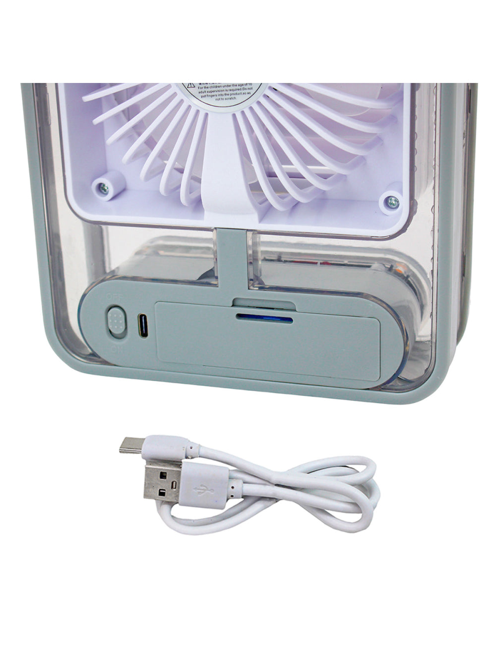Ventilador Portatil Umidifcador Luminaria USB De Mesa 3 Velocidades Cores:Cinza