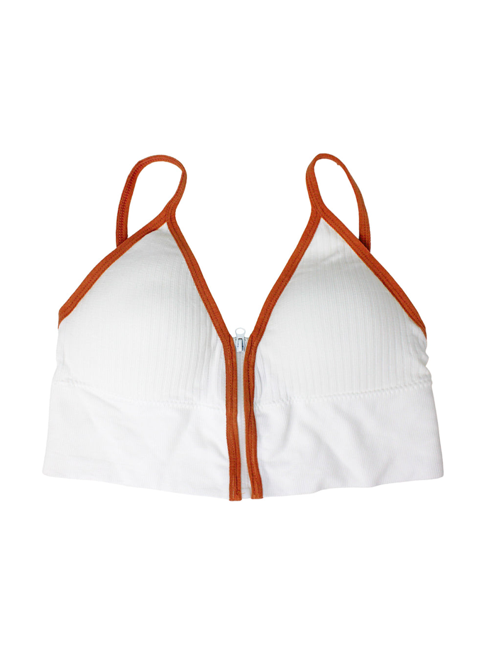 Sutiã Top Esportivo Com Ziper Frontal E Alça V Alto Impacto Cor:Branco