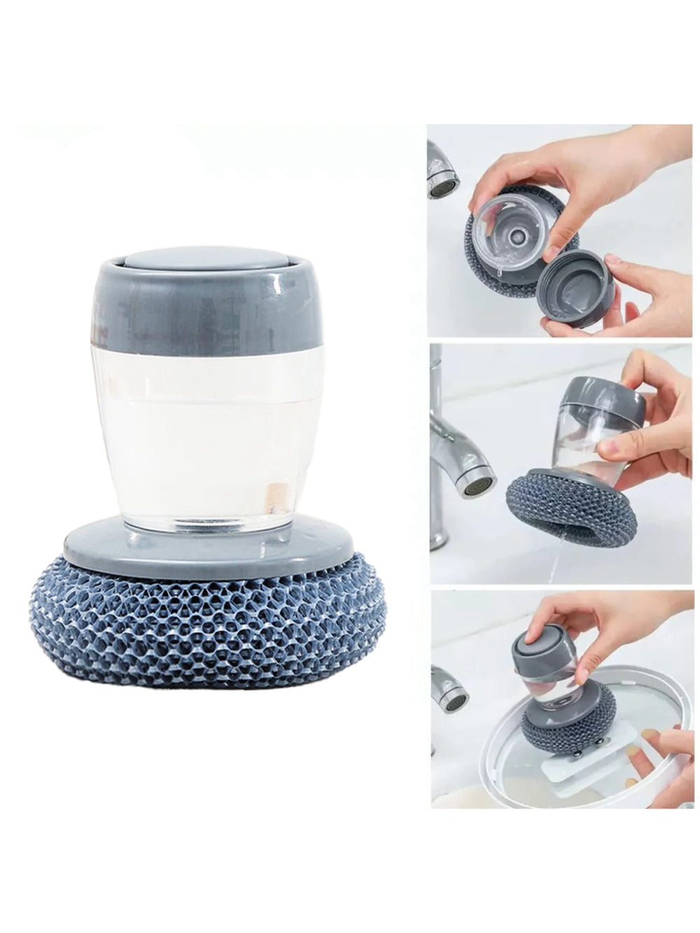 Escova Limpeza Com Dispenser Detergente Palha De Aço Cozinha Esponja Limpa Panela