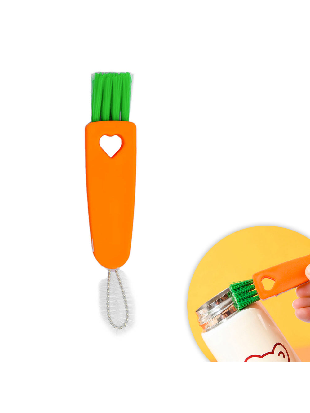 Escova De Limpeza Multiuso Para Teclado Cantos Frisos Notebooks 3 Em 1 Cor:Laranja